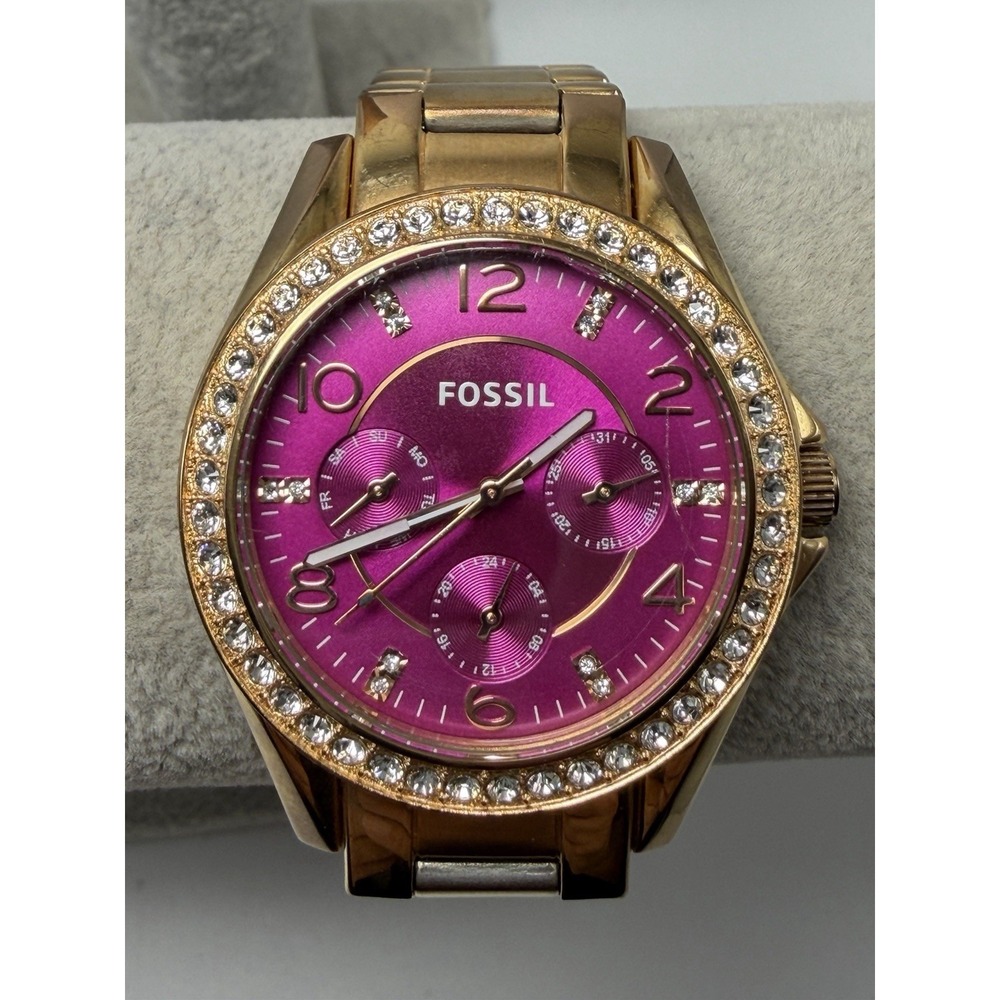 Fossil ES3531 New‎ Battery Ladies Riley Watch 39MM 6.25" Pink Dial